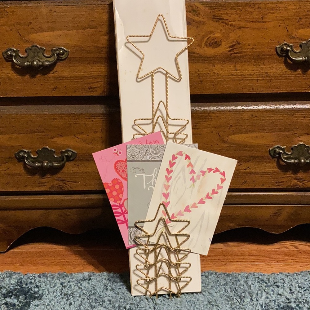 Star Topped Metal Card Holder/Display